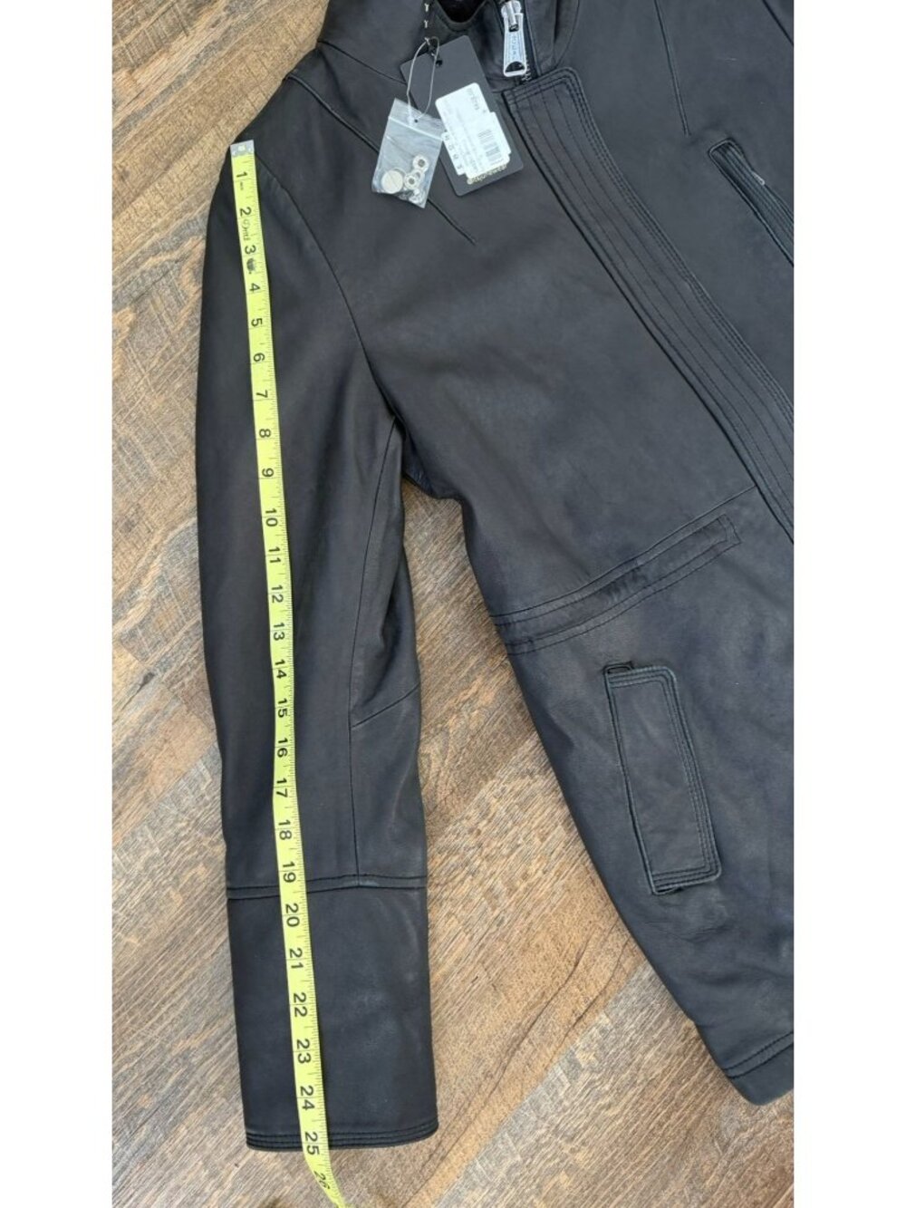 June Black Leather Jacket, Real Rabbit Fur Size Small - Picture 8 of 16